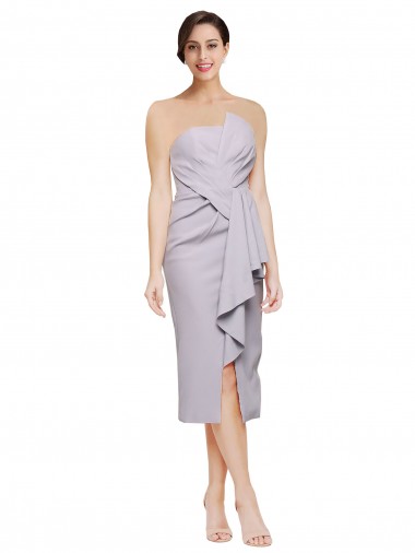 Discount Sleeveless Arctic Lilac Low Back Sheath Strapless High Low Prom Dress Canada