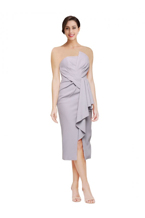 Discount Sleeveless Arctic Lilac Low Back Sheath Strapless High Low Prom Dress Canada