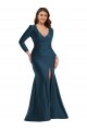 Discount Long Sleeves Atlantic Blue Mermaid V-Neck Plus Size Formal Prom Dress Canada
