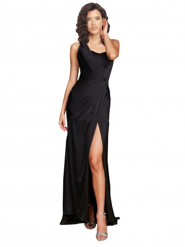 Discount Sleeveless Black A-Line One Shoulder Prom Dress Canada