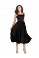 Discount Sleeveless Black A-Line Square Neck Satin Prom Dress Canada