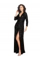 Discount Long Sleeves Black A-Line V-Neck Prom Dress Canada