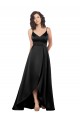 Discount Sleeveless Black Low Back A-Line V-Neck High Low Prom Dress Canada