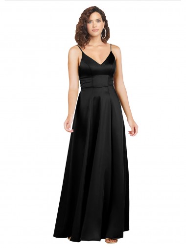 Discount Sleeveless Black V-Back A-Line V-Neck Prom Dress Canada