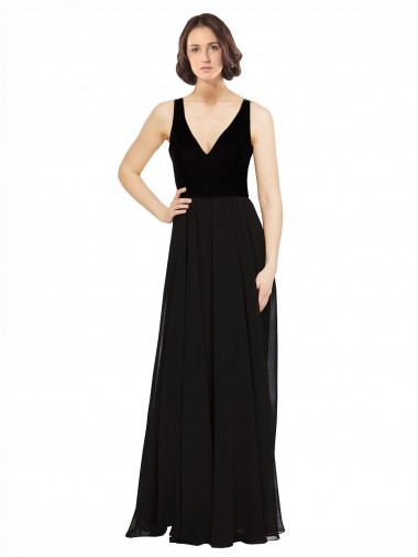 Discount Sleeveless Black Open Back A-Line V-Neck Prom Dress Canada