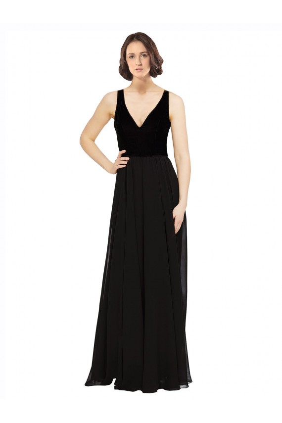 Discount Sleeveless Black Open Back A-Line V-Neck Prom Dress Canada