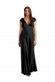 Discount Cap Sleeves Black Keyhole Back A-Line V-Neck Prom Dress Canada
