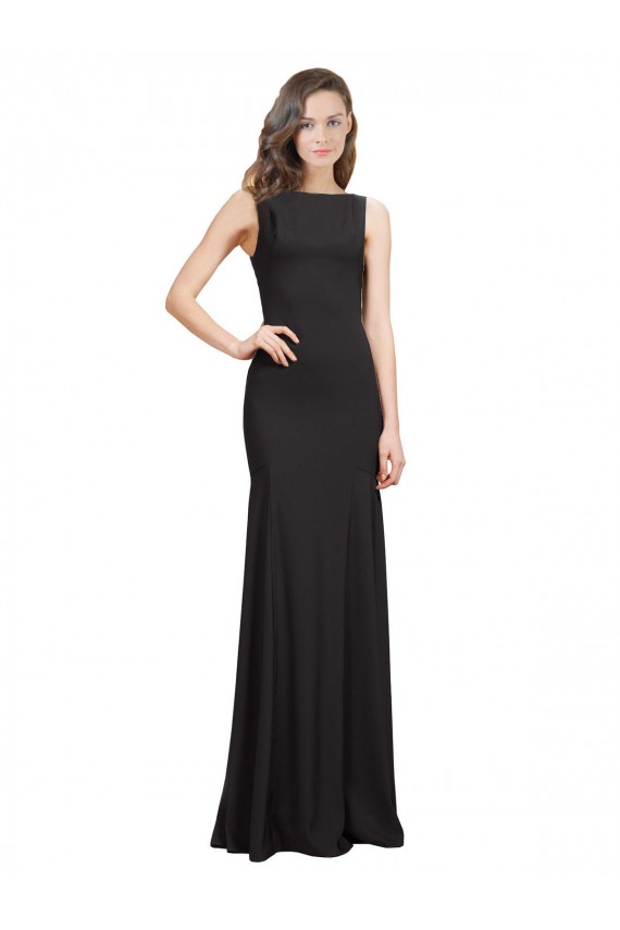 Discount Sleeveless Black Open Back Mermaid Bateau Neck Prom Dress Canada