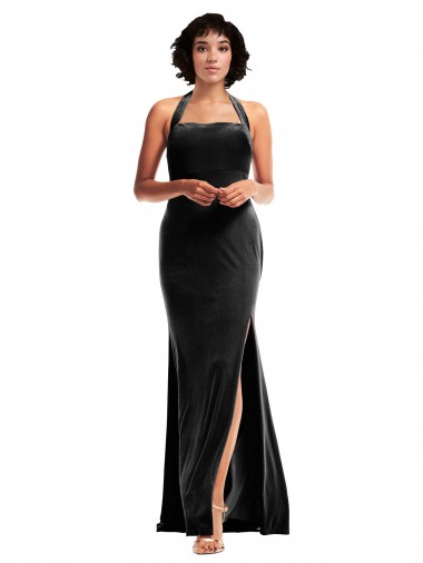 Discount Sleeveless Black Low Back Mermaid Halter Neck Prom Dress Canada