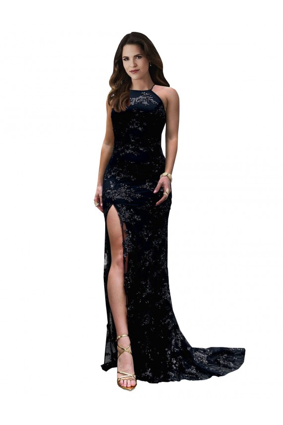 Discount Sleeveless Black Open Back Mermaid High Neck Black Tie Prom Dress Canada