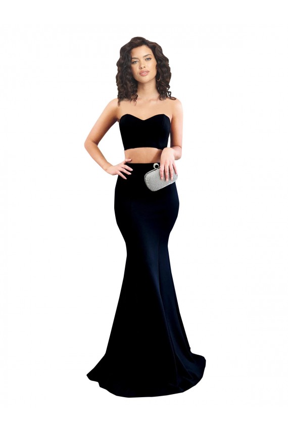 Discount Sleeveless Black Low Back Mermaid High Neck Stretch Crepe Prom Dress Canada