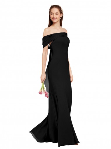 Discount Sleeveless Black Mermaid Off the Shoulder Soft Chiffon Prom Dress Canada