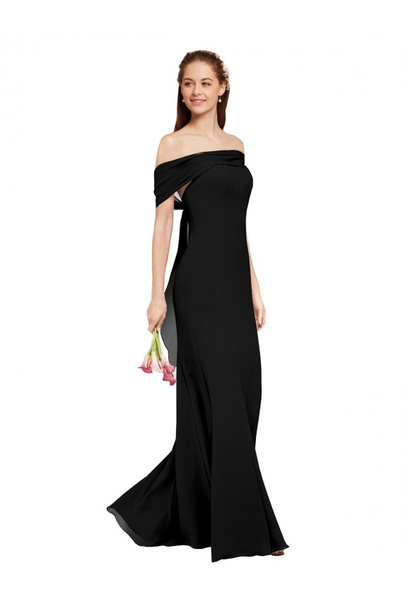 Discount Sleeveless Black Mermaid Off the Shoulder Soft Chiffon Prom Dress Canada