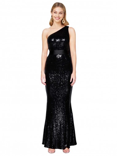 Discount Sleeveless Black Mermaid One Shoulder Prom Dress Canada