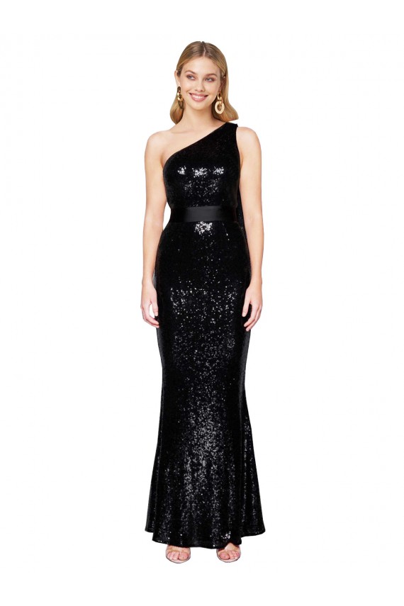 Discount Sleeveless Black Mermaid One Shoulder Prom Dress Canada