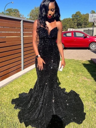 Discount Sleeveless Black Mermaid Sweetheart Prom Dress Canada