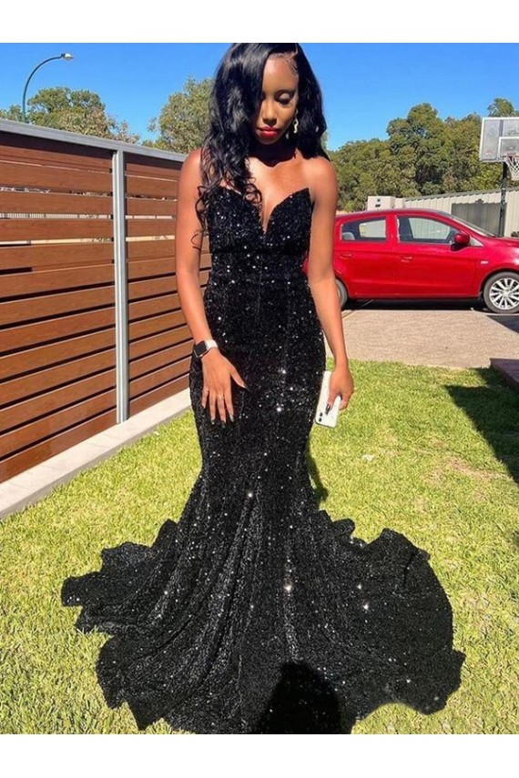 Discount Sleeveless Black Mermaid Sweetheart Prom Dress Canada