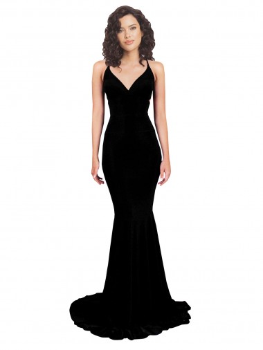 Discount Sleeveless Black Open Back Mermaid V-Neck Prom Dress Canada