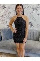 Discount Sleeveless Black Sheath Halter Neck Velvet Sequin Prom Dress Canada