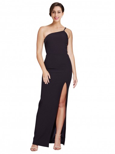 Discount Sleeveless Black Sheath Stretch Crepe One Shoulder Prom Dress Canada