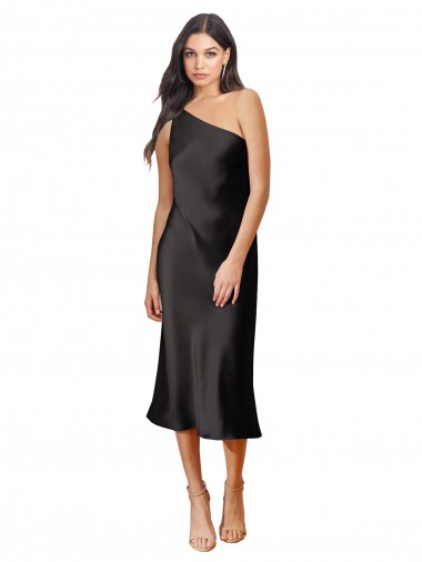 Discount Sleeveless Black Sheath One Shoulder Black Tie Prom Dress Canada