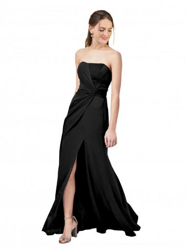 Discount Sleeveless Black Low Back Sheath Strapless Prom Dress Canada