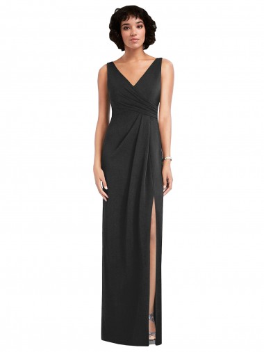 Discount Sleeveless Black V-Back Sheath V-Neck Prom Dress Canada