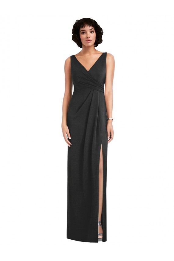 Discount Sleeveless Black V-Back Sheath V-Neck Prom Dress Canada