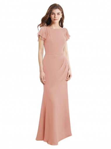 Discount Sleeveless Bliss Pink Low Back Mermaid Boat Neck Prom Dress Canada