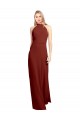Discount Sleeveless Burgundy Open Back A-Line Halter Neck Prom Dress Canada