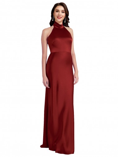 Discount Sleeveless Burgundy Backless A-Line Halter Neck Black Tie Prom Dress Canada