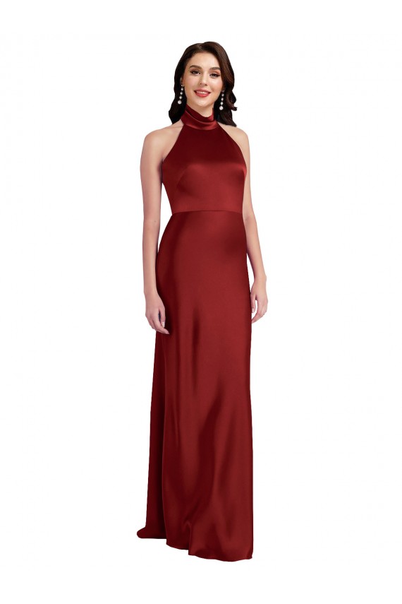 Discount Sleeveless Burgundy Backless A-Line Halter Neck Black Tie Prom Dress Canada