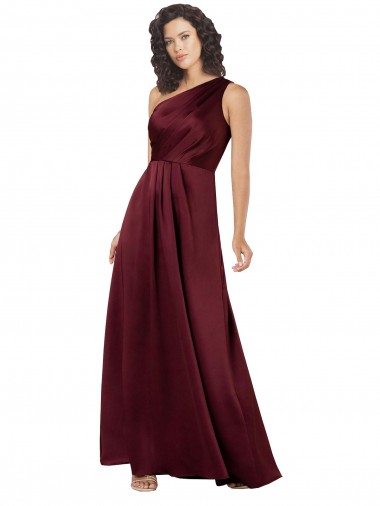Discount Sleeveless Burgundy A-Line One Shoulder Silk like Satin Prom Dress Canada