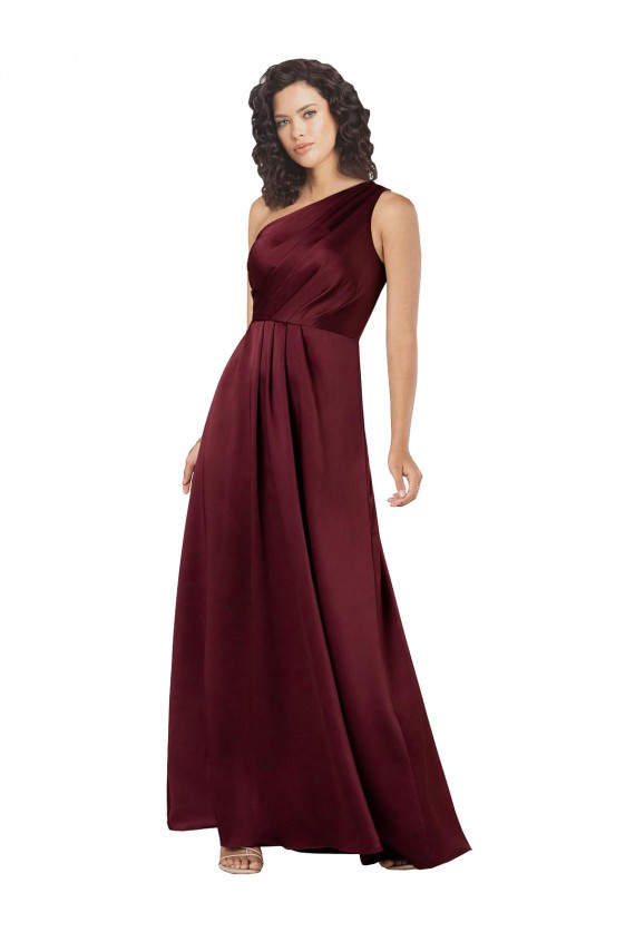 Discount Sleeveless Burgundy A-Line One Shoulder Silk like Satin Prom Dress Canada