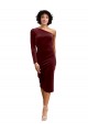 Discount Long Sleeves Burgundy A-Line One Shoulder Black Tie Prom Dress Canada