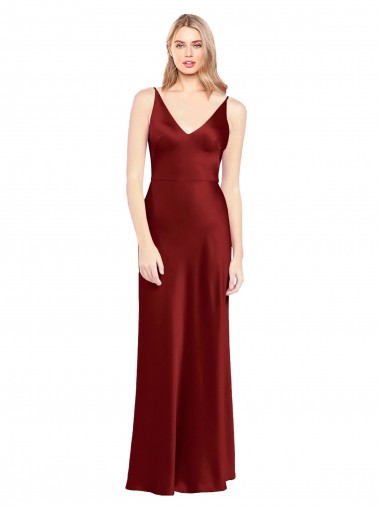 Discount Sleeveless Burgundy V-Back A-Line Spaghetti Straps Prom Dress Canada