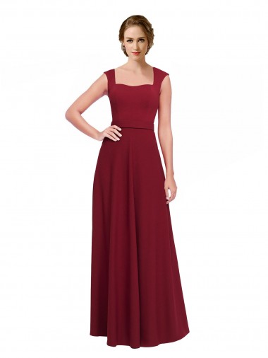 Discount Sleeveless Burgundy A-Line Square Neck Prom Dress Canada