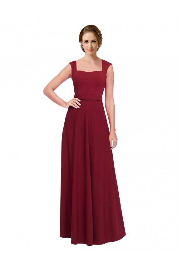 Discount Sleeveless Burgundy A-Line Square Neck Prom Dress Canada