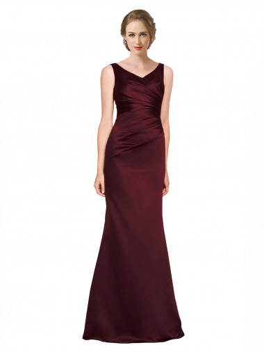 Discount Sleeveless Burgundy Low Back A-Line V-Neck Black Tie Prom Dress Canada
