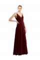 Discount Sleeveless Burgundy V-Back A-Line V-Neck Prom Dress Canada