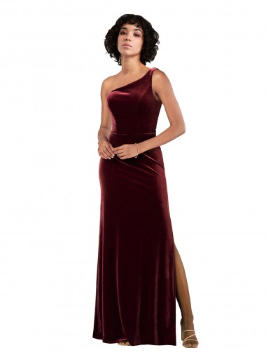 Discount Sleeveless Burgundy Column One Shoulder Prom Dress Canada