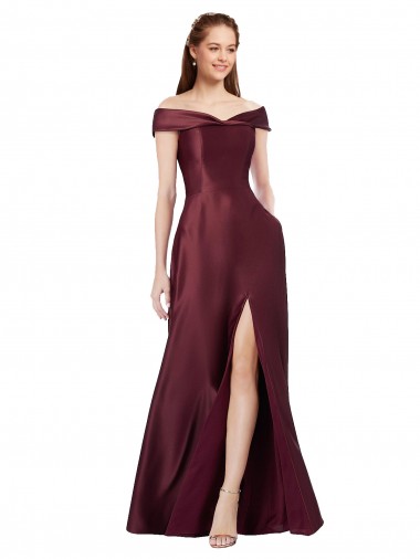 Discount Cap Sleeves Burgundy Gold A-Line Off the Shoulder Black Tie Prom Dress Canada