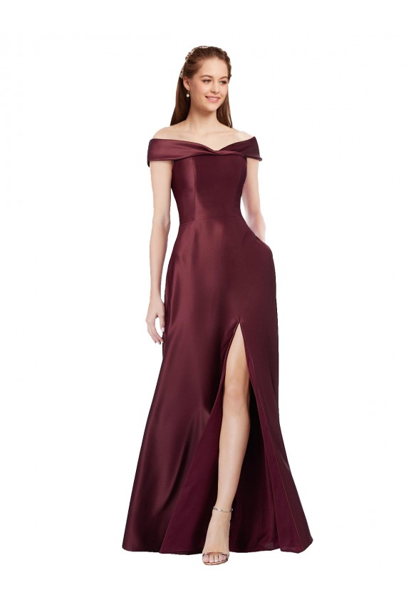 Discount Cap Sleeves Burgundy Gold A-Line Off the Shoulder Black Tie Prom Dress Canada