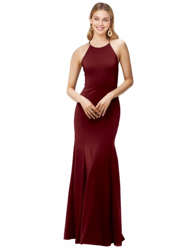 Discount Sleeveless Burgundy Gold Criss Cross Back Mermaid Halter Neck Prom Dress Canada