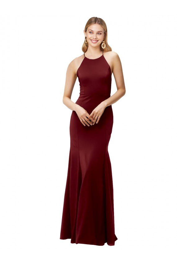 Discount Sleeveless Burgundy Gold Criss Cross Back Mermaid Halter Neck Prom Dress Canada