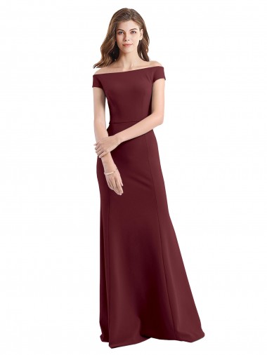 Discount Sleeveless Burgundy Gold Sheath Off the Shoulder Prom Dress Canada