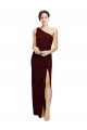 Discount Sleeveless Burgundy Gold Sheath One Shoulder Black Tie Prom Dress Canada