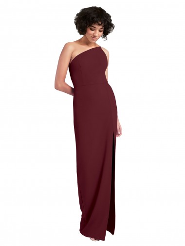 Discount Sleeveless Burgundy Gold Sheath One Shoulder Prom Dress Canada