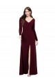 Discount Long Sleeves Burgundy Gold V-Back Sheath V-Neck Prom Dress Canada