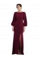 Discount Long Sleeves Burgundy Gold Open Back Trumpet Bateau Neck Prom Dress Canada